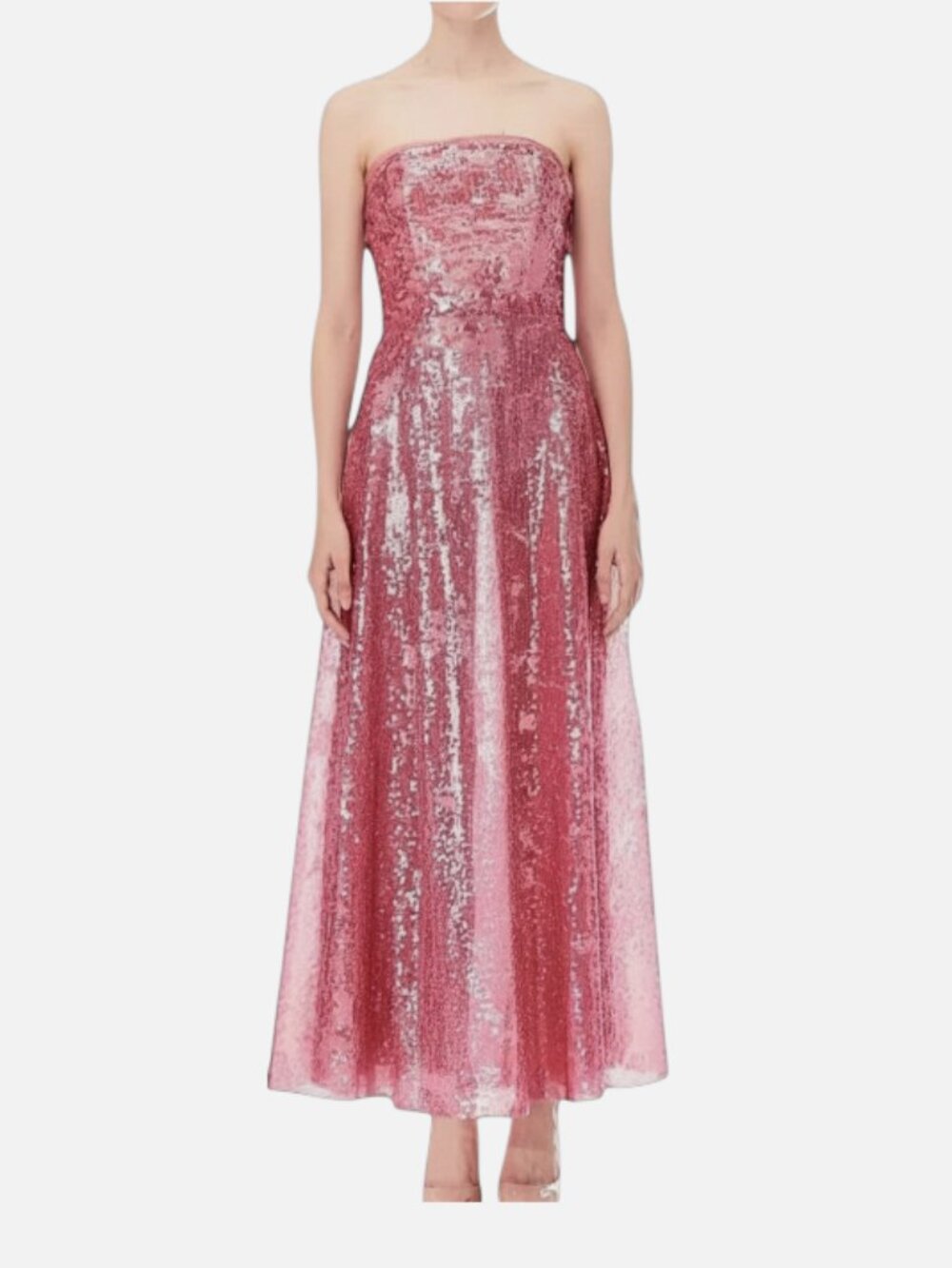 Honayda Women's Pink Strapless Sequin Gown Dress Size 44